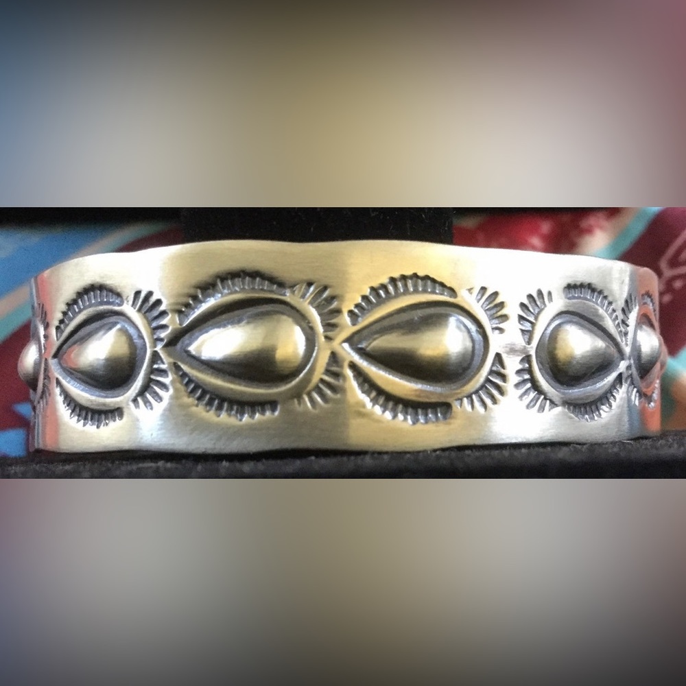 Navajo Sterling Silver Stamped Cuff Vintage